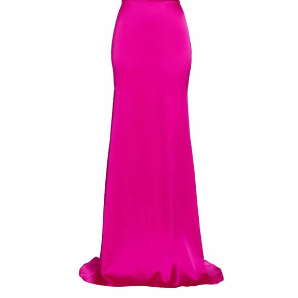 Vera Wang Bride Muriel Satin Open-Back Gown Dress Pink/ Fuchsia Size 4 - Picture 4 of 16